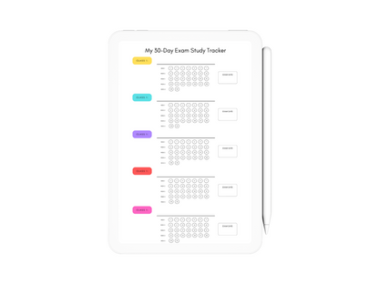 My 30 Day Exam Study Tracker