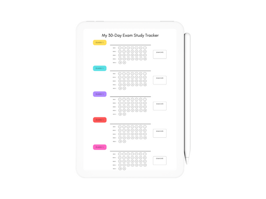 My 30 Day Exam Study Tracker